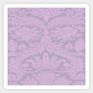 Pink on Lilac Medieval Damask Scrolls Sticker